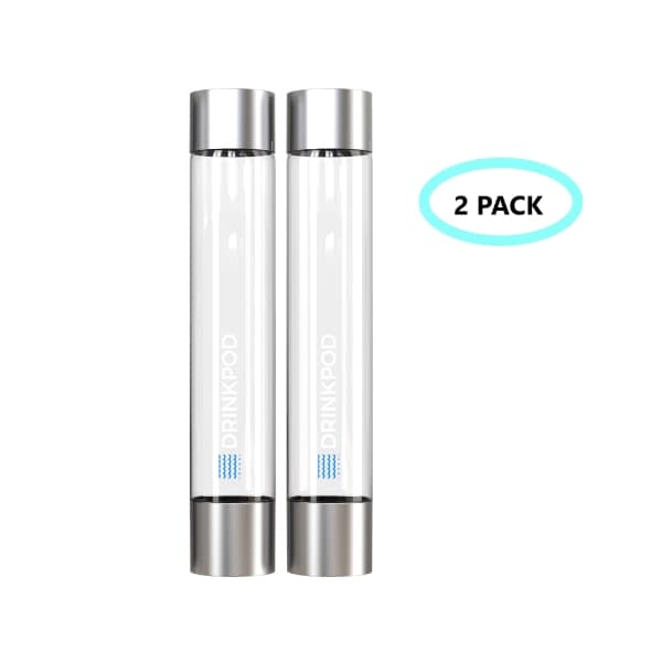 Drinkpod Fizzpod Silver 1 Liter Slim Bottle, PK 2 DPFZBOTTLE-S-2PK - main
